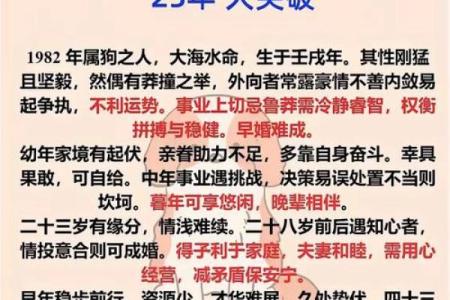 1982年出生的人的命运与性格探秘