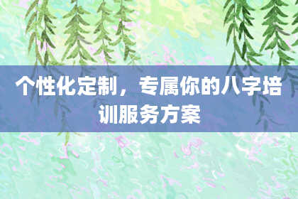 个性化定制，专属你的八字培训服务方案