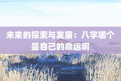 未来的探索与发展:八字哪个是自己的命运啊