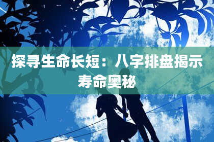 探寻生命长短:八字排盘揭示寿命奥秘