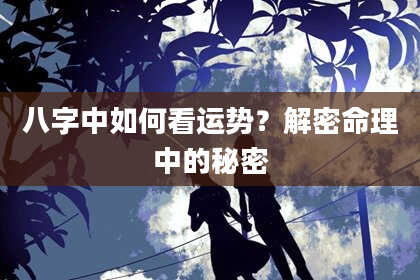 八字中如何看运势？解密命理中的秘密
