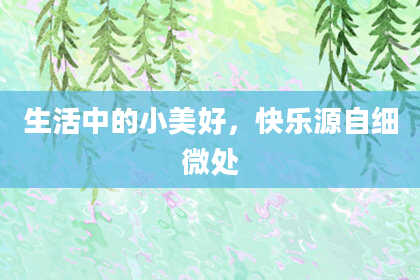 生活中的小美好,快乐源自细微处