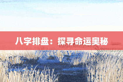 八字排盘：探寻命运奥秘