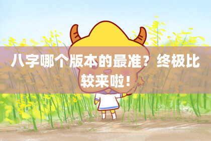 八字哪个版本的最准？终极比较来啦！