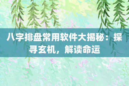 八字排盘常用软件大揭秘：探寻玄机，解读命运