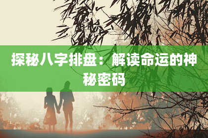 探秘八字排盘:解读命运的神秘密码