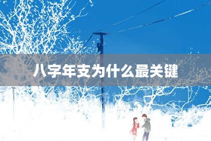 八字年支为什么最关键
