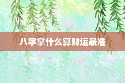 八字拿什么算财运最准