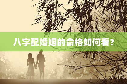八字配婚姻的命格如何看?