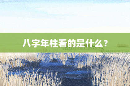 八字年柱看的是什么？