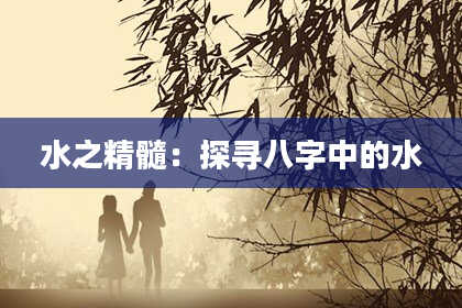 水之精髓:探寻八字中的水