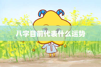 八字目前代表什么运势