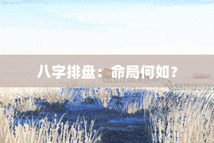 八字排盘：命局何如？