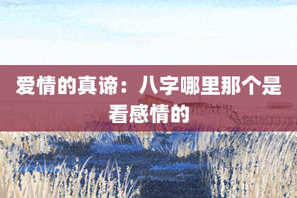 爱情的真谛：八字哪里那个是看感情的