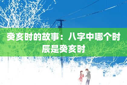 癸亥时的故事：八字中哪个时辰是癸亥时