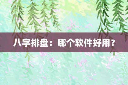 八字排盘：哪个软件好用？