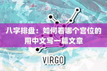 八字排盘：如何看哪个宫位的用中文写一篇文章