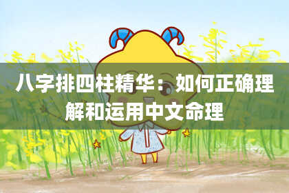 八字排四柱精华：如何正确理解和运用中文命理