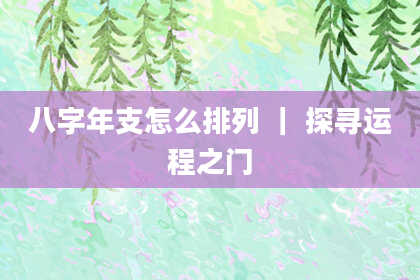 八字年支怎么排列 ｜ 探寻运程之门