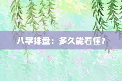 八字排盘：多久能看懂？