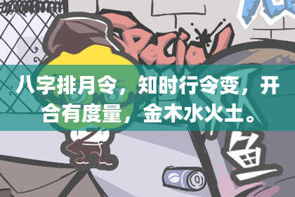 八字排月令，知时行令变，开合有度量，金木水火土。
