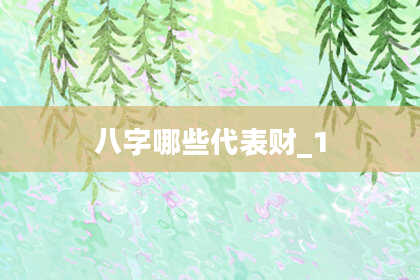 八字哪些代表财_1