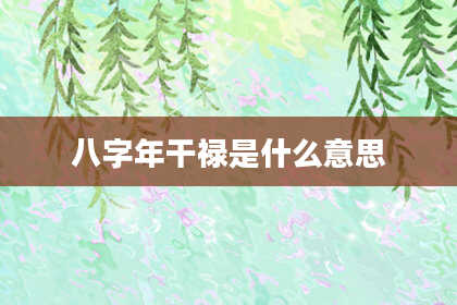 八字年干禄是什么意思