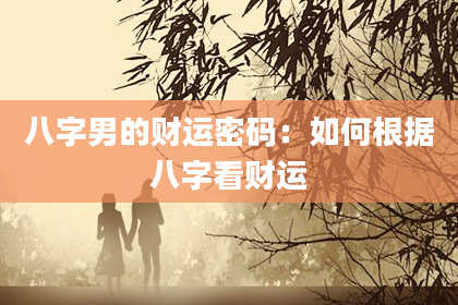 八字男的财运密码：如何根据八字看财运