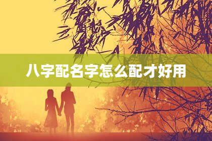 八字配名字怎么配才好用