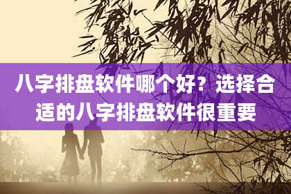 八字排盘软件哪个好？选择合适的八字排盘软件很重要